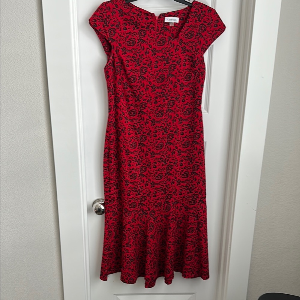 Elegant Red Floral Dress